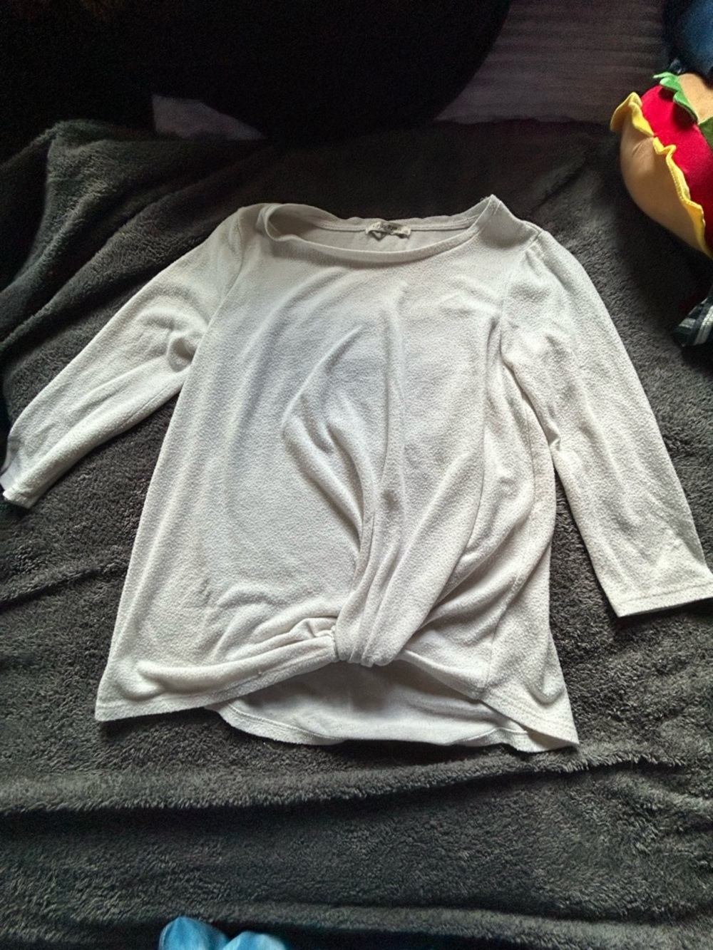 Women's Twist-Front Long Sleeve Tee - Light Gray